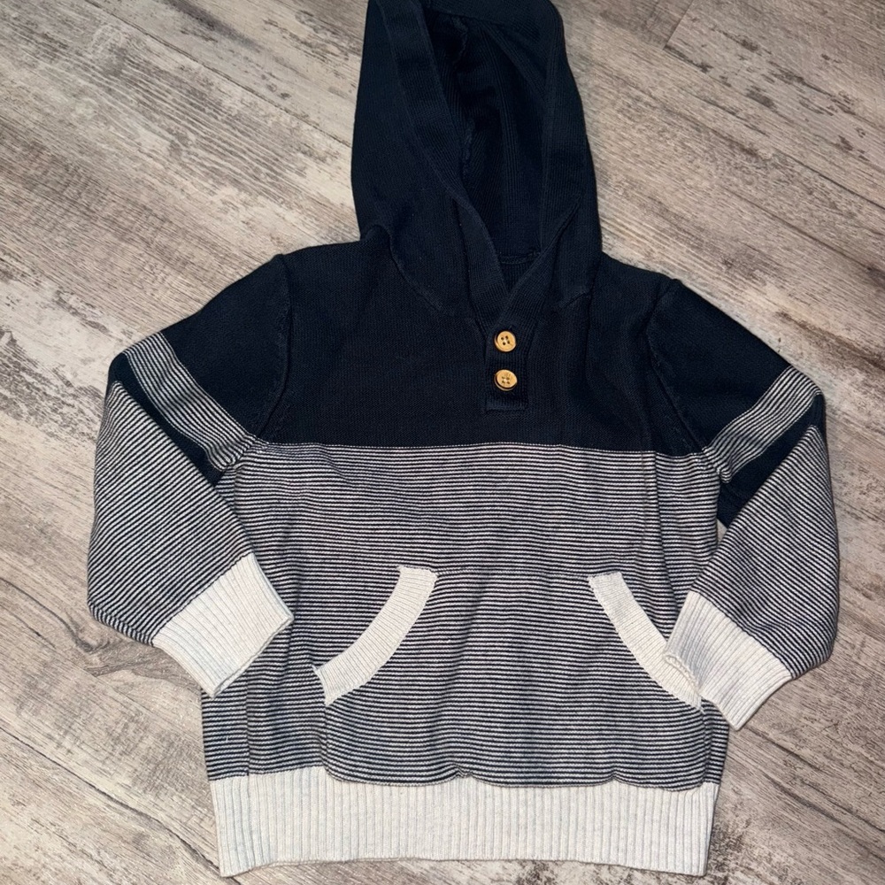 **4 for $15** Cat & Jack Navy and Gray Striped Hoodie Sweater